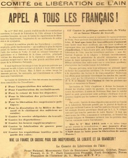 Appel aux Francais Liberation de lAin