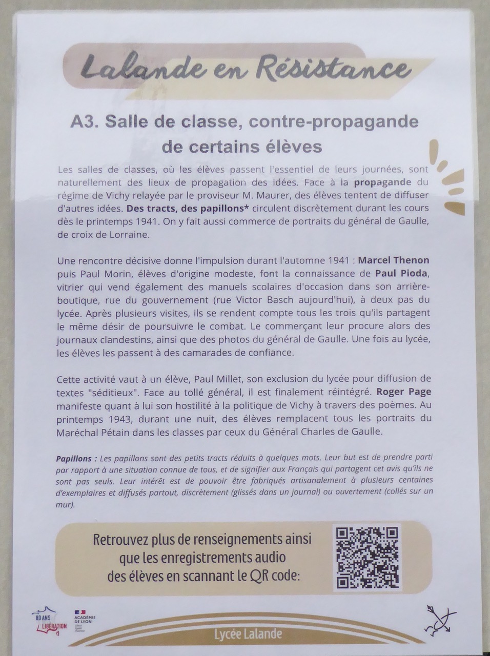 A3 salle de classe contre propagande